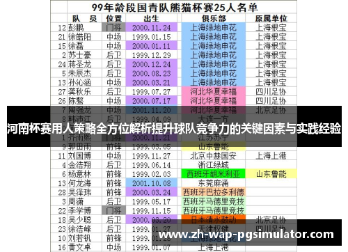 河南杯赛用人策略全方位解析提升球队竞争力的关键因素与实践经验